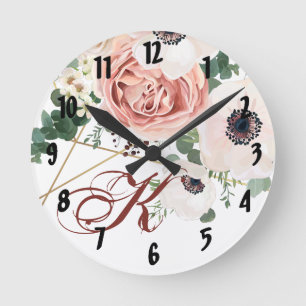 Horloge murale personnalisée Rose de jardin géomét