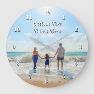 Horloge murale photo de famille Texte personnalisé