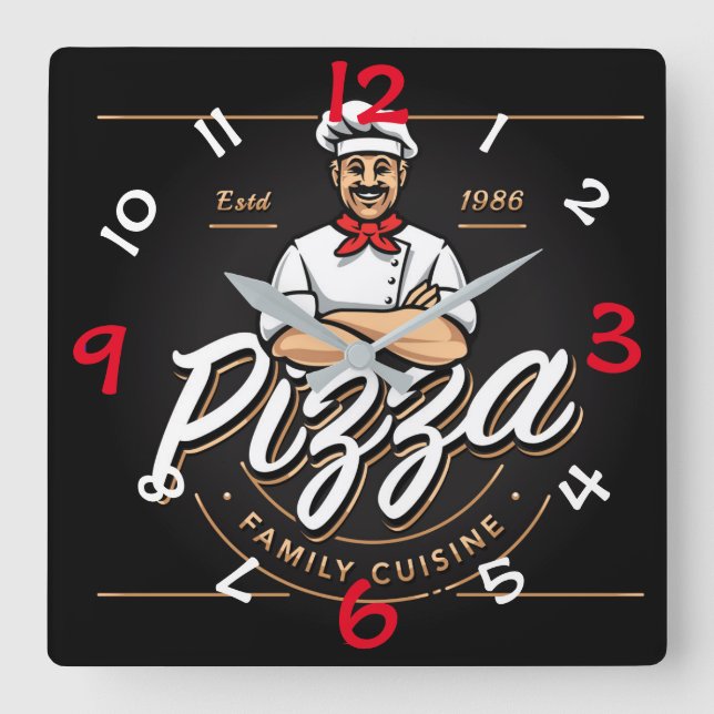 Horloge murale Pizza Design avec chiffres (Recto)
