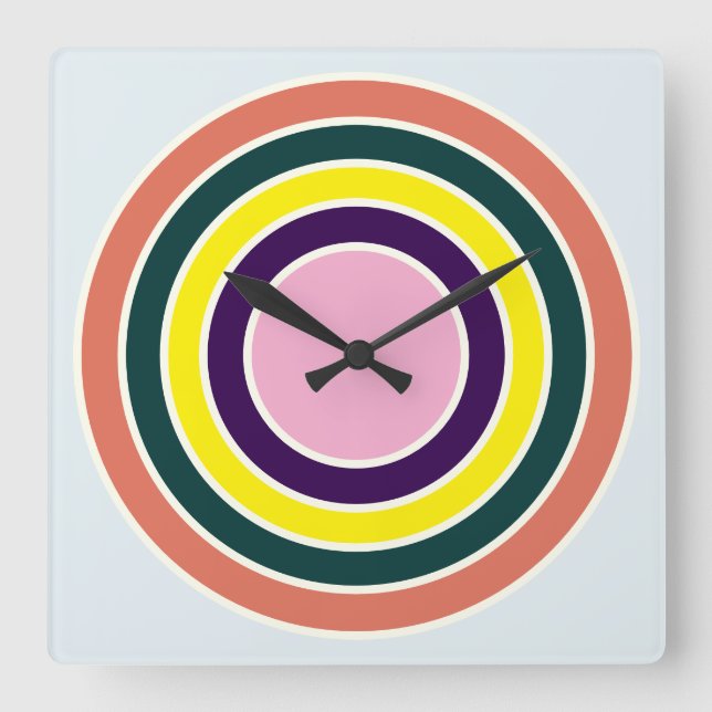 Horloge murale Pop Art Cercles concentriques rétro (Recto)