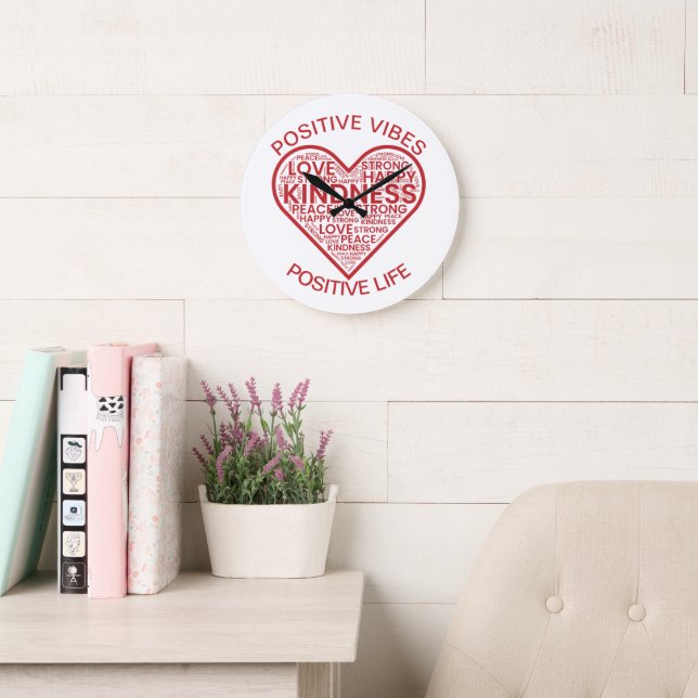 Horloge murale Positive Vibes Positive Life (Salle de lecture)