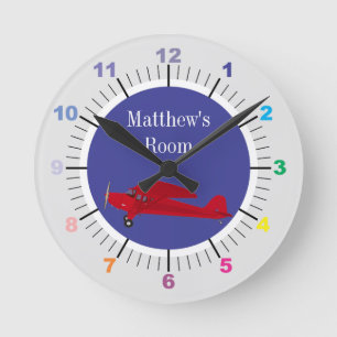 Horloge murale pour chambre d'enfant Avion