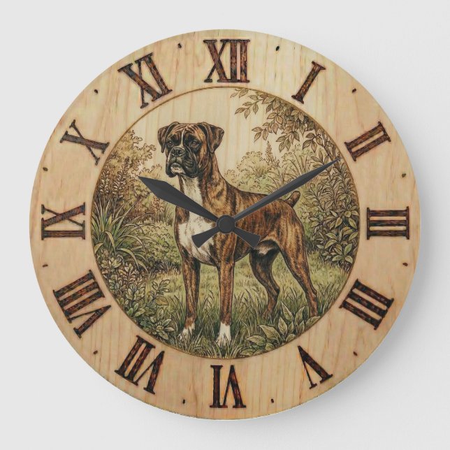 Horloge murale pour chien Boxer - Décoration ludiq (Recto)