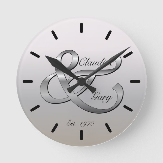 Horloge murale pour couples Noms & Date (Recto)