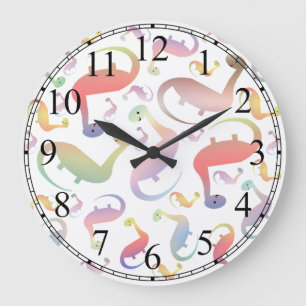 Horloge murale pour enfants avec dinosaures pastel
