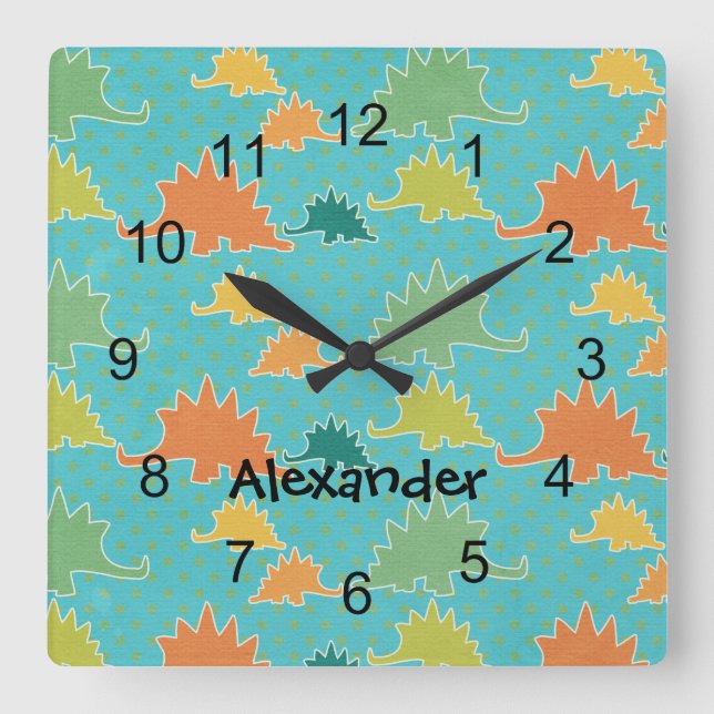 Horloge murale pour enfants Stegosaurus Dinosaur (Recto)