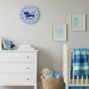 Horloge murale pour enfants teckel chien de Vienne