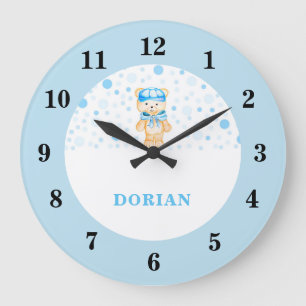 Horloge murale pour la nurserie Baby Boy Blue