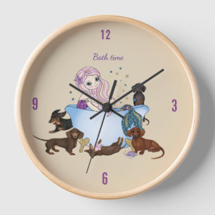 Horloge murale pour la sirène de bain teckel