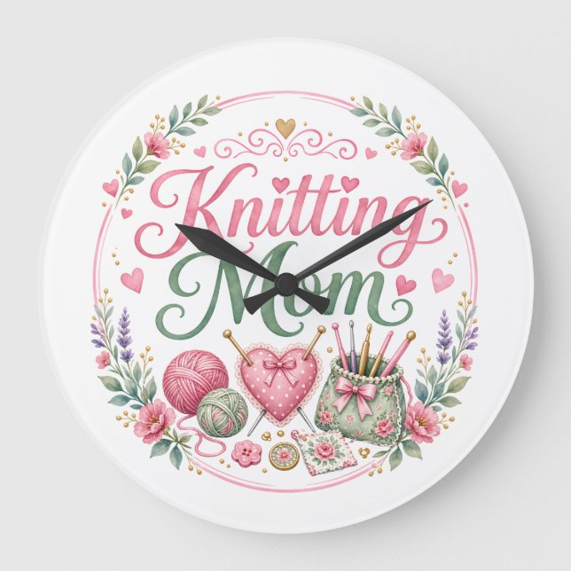 Horloge murale pour maman tricoteuse (Recto)