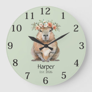 Horloge murale pour nurserie de capybaras personna