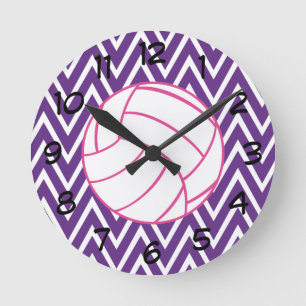 Horloge murale pourpre de zigzag de Chevron de