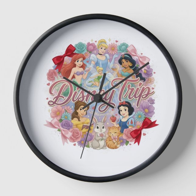 Horloge murale Princesse Disney décoration princes (Recto)