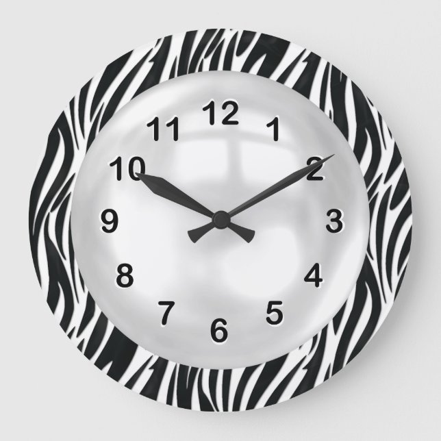 Horloge murale rayée zèbre noir et blanc (Recto)