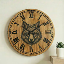 Horloge murale renard - Style bois faune