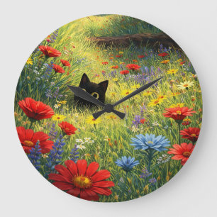 Horloge murale représentant un chat noir mignon da