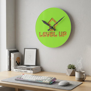 Horloge murale Rétro 8 bits FACILE - Vert Citron