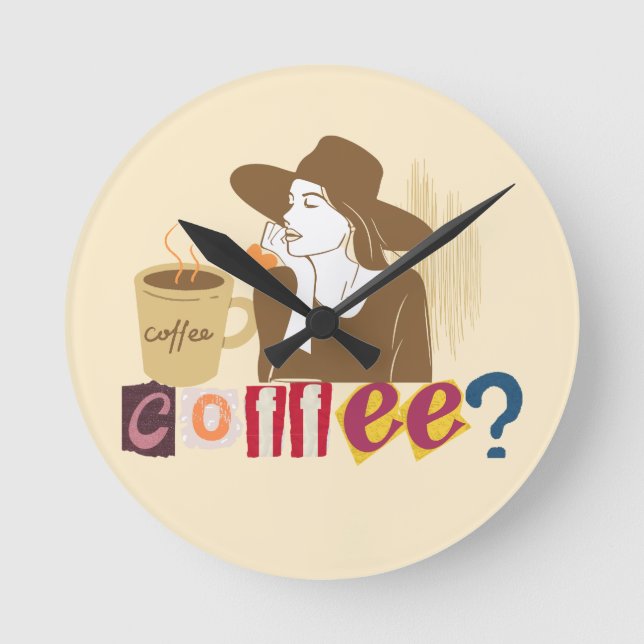 Horloge murale rétro pour amateur de café chic (Recto)