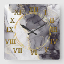 Horloge murale romaine design en marbre