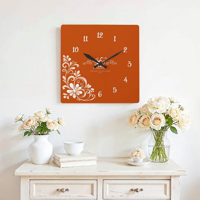 Horloge murale romantique orange brûlé pour mariag (Créateur téléchargé)