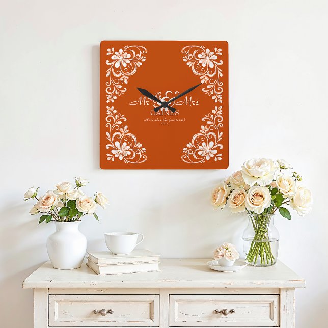 Horloge murale romantique orange brûlé pour mariag (Créateur téléchargé)