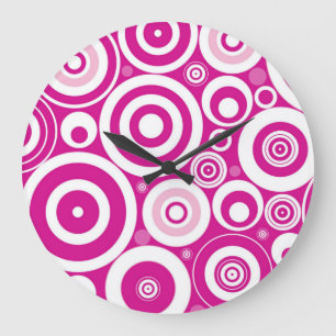 Horloge murale ronde à cercles roses concentriques