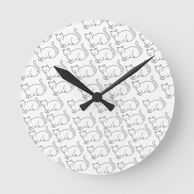Horloge murale ronde à motif de chat endormi minim (Recto)