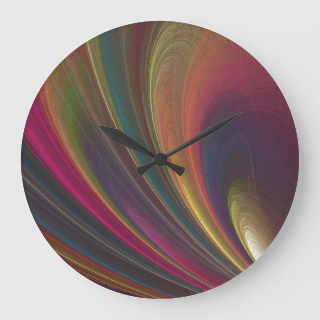 Horloge murale ronde arc-en-ciel fractale abstrait (Recto)