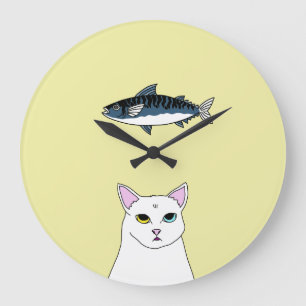 Horloge murale ronde de chat de bande dessinée