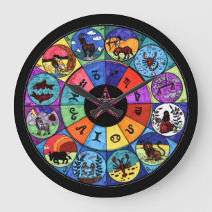 Horloge murale ronde de mandala de zodiaque