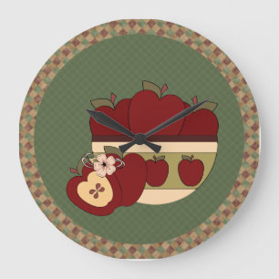 Horloge murale ronde de pommes rouges et vertes de