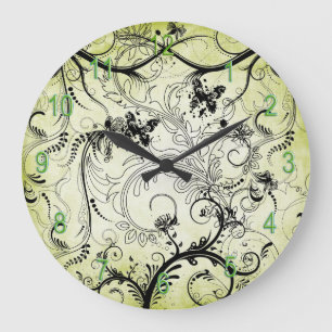 Horloge murale ronde de vignes tourbillonnantes de