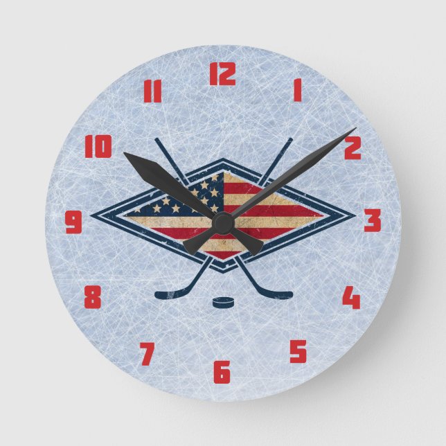 Horloge murale ronde d'hockey des Etats-Unis (Recto)
