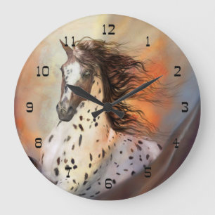 Horloge murale ronde du cheval sauvage 2