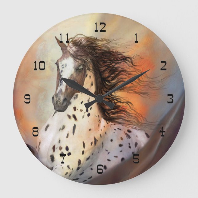 Horloge murale ronde du cheval sauvage 2 (Recto)