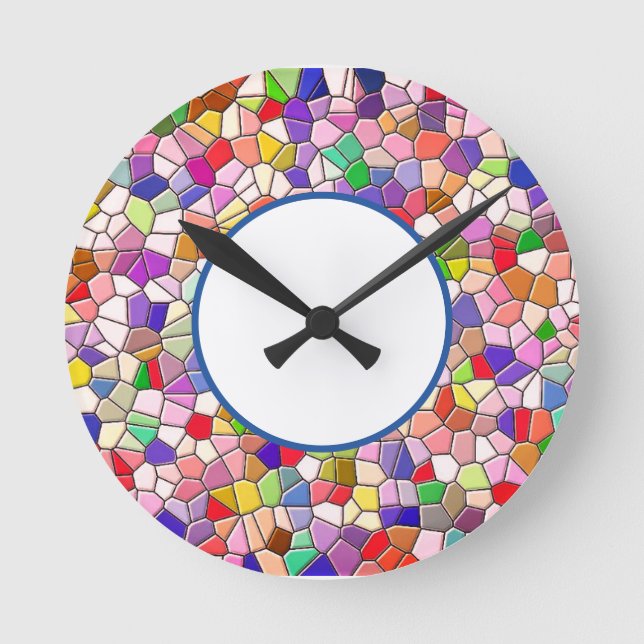 Horloge murale ronde en acrylique à motif multicol (Recto)