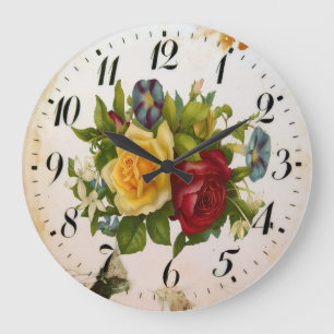 Horloge murale ronde en acrylique Floral Elegance