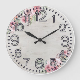 Horloge murale ronde en acrylique Floral Elegance