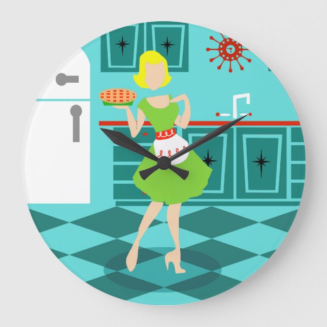Horloge murale ronde en acrylique Retro Kitchen (Recto)