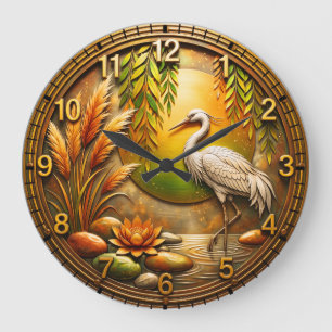 Horloge Murale Ronde en Acrylique Zen Hérons & Lot