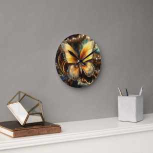 Horloge murale ronde en bois naturel de 10 pouces