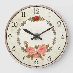 Horloge murale ronde florale vintage