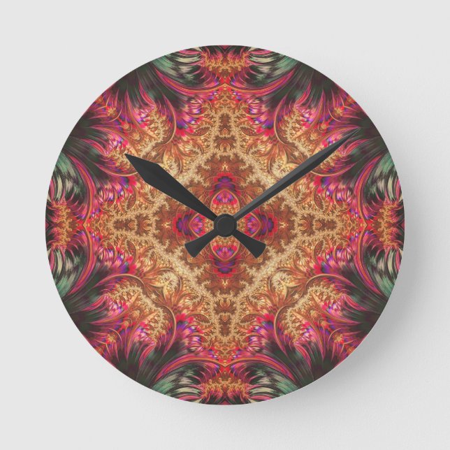 Horloge murale ronde | Fractale royale (Recto)