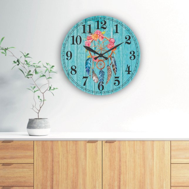 Horloge murale ronde (grande) de Dreamcatcher rust (Créateur téléchargé)