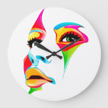 Horloge murale ronde (grande) face colorée