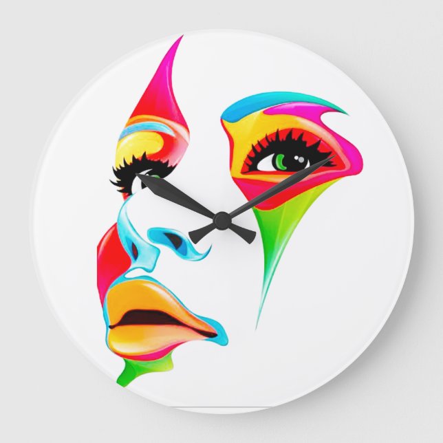 Horloge murale ronde (grande) face colorée (Recto)