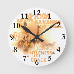 Horloge murale ronde (moyenne) de Giraffes unique