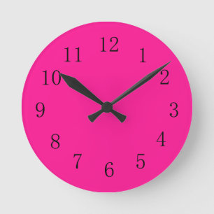 Horloge murale ronde (moyenne) rose profonde