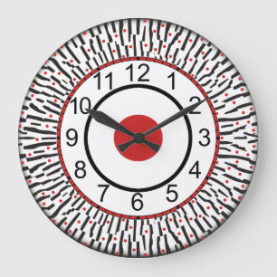 Horloge murale ronde noire, rouge, blanche moderne