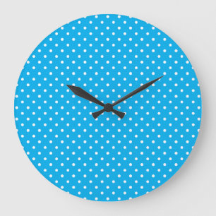 Horloge murale ronde ou Carré : Bleu, Pois blancs